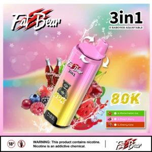 AIVONO FATBEAR 80K Disposable Vape – Watermelon Ice, Peach Berry, Cherry Cola Flavor